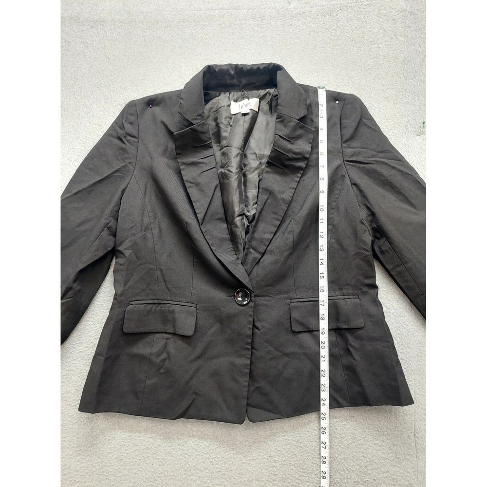 Le Suit Women Blazer Jacket 14 Black Button Front Pockets Single Breasted Career - Picture 2 of 15